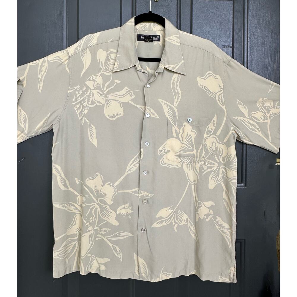 Tori Richard 100% Silk Short Sleeve Button Up Hawaiian Shirt - Size Large green